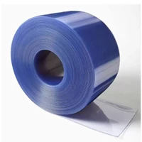 Tirai PVC (PVC Curtain) Biru / Blue Clear Heavy-Duty Double Ribbed  (2 mm - 3 mm / 200 mm - 300 mm)
